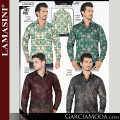 Camisa Vaquera Lamasini 4417-Mostaza-Verde-4421-Wine-Black
