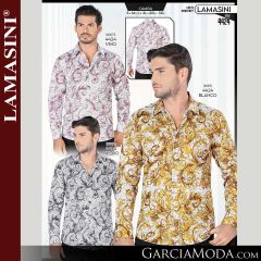 Camisa Vaquera Lamasini 4424-Vino-Blanco-Negro