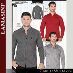 Camisa Vaquera Lamasini 4436-Rojo-Negro-Gris