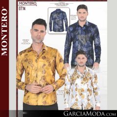 Camisa Vaquera Montero Western 0774-Navy-Mostaza-Blanco