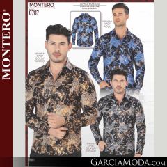 Camisa Vaquera Montero Western 0787-Azul-Gold Negro-Silver Negro