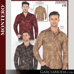 Camisa Vaquera Montero Western 0788-Vino-Beige-Negro
