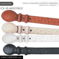 CINTO PIEL EXOTICA LAMASINI WESTERN CV-10 AVESTRUZ