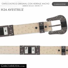 CINTO PIEL EXOTICA LAMASINI WESTERN H24 Avestruz Color Hueso