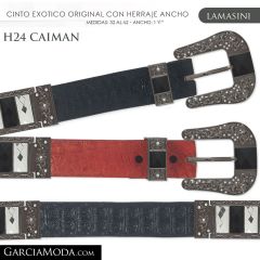 CINTO PIEL EXOTICA LAMASINI WESTERN H24 CAIMAN Cognac, Negro