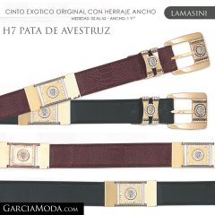 CINTO PIEL EXOTICA LAMASINI WESTERN H7 Piel Pata Avestruz 