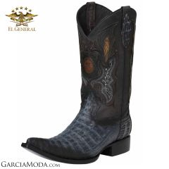 El General Boots Piel Exotica Caiman Belly Rustico Negro 122525