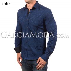 MEN'S FASHION SHIRT BY JOHNNY MATT - NAVY PATTERN