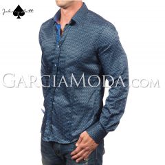 Johnny Matt Luxury shirts JM-1064 Royal with a modern pattern design and contrast inner details