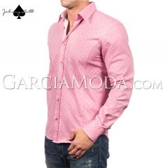 Johnny Matt Luxury Menswear JM-1010 Pink with dot shadow style pattern and contrasting inner details