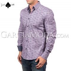Johnny Matt Luxury Menswear Shirt JM-1027 Light Purple with  star pattern and contrasting inner details