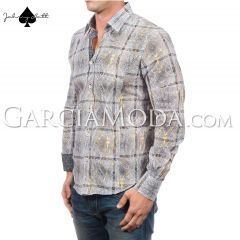 Johnny Matt Luxury shirts JM-1040 Yellow with a modern pattern and contrast inner details