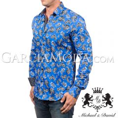 Camisa Michael & David Luxury Menswear MD-620 Blue Paisley