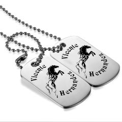 Tribal Flame Horse Personalized stainless steel Twin DogTag necklace 