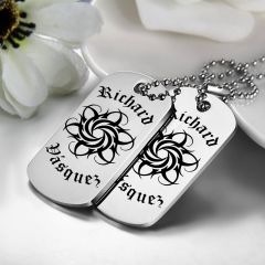 Tribal Sun Personalized stainless steel Twin DogTags