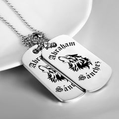 Tribal Wolf Personalized stainless steel Twin DogTags