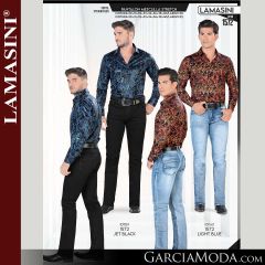 Pantalon Lamasini Western 1572-Jet_Black-Light_Blue