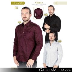 Camisa Vaquera Lamasini 4456-Vino-Negro-Blanco