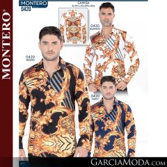 Camisa Vaquera Montero Western 0420-blanco-negro-navy