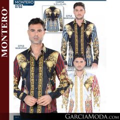 Camisa Vaquera Montero Western 0753-azul-rojo-blanco
