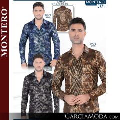 Camisa Vaquera Montero Western 0771-azul-cafe-negro
