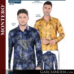 Camisa Vaquera Montero Western 0774-mostaza-navy