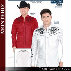 Camisa Vaquera Montero Western va3503-rojo-blanco