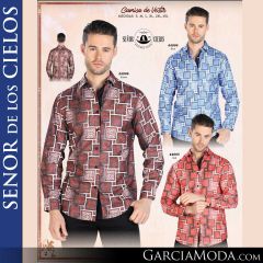 Camisa Vaquera El Senor De Los Cielos Western 44004-blue-44006-brown-44005-red