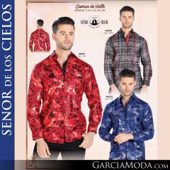 Camisa Vaquera El Senor De Los Cielos Western 44028-black-44031-red-44029-blue