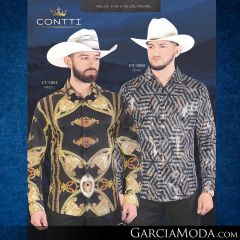 Camisa Contti Western CT-1001-Negro CT-1000-Silver