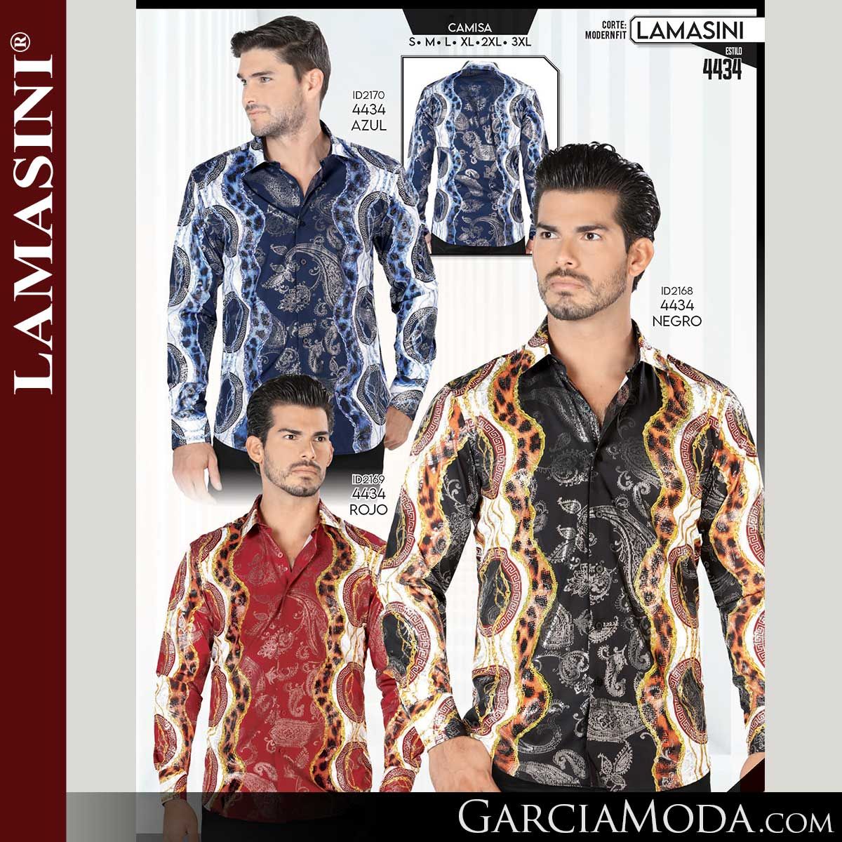 artería Complicado esfuerzo Camisa Lamasini 4434-Azul-Negro-Rojo Western Wear, GarciaModa.com -