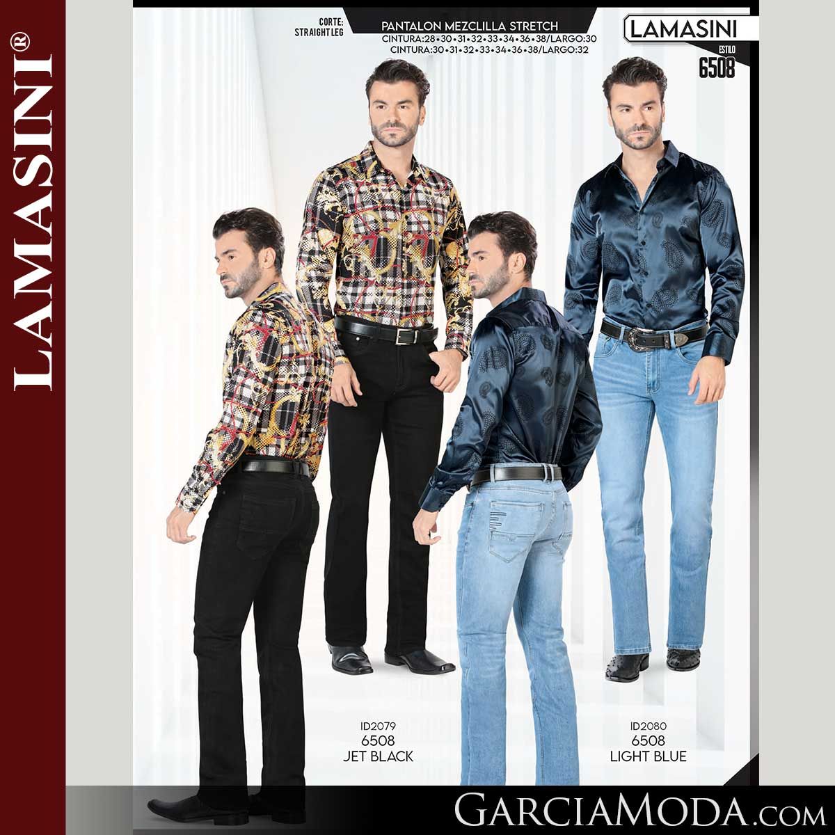 Pantalon Lamasini Western 6508 Jet Black Light Blue Western Wear