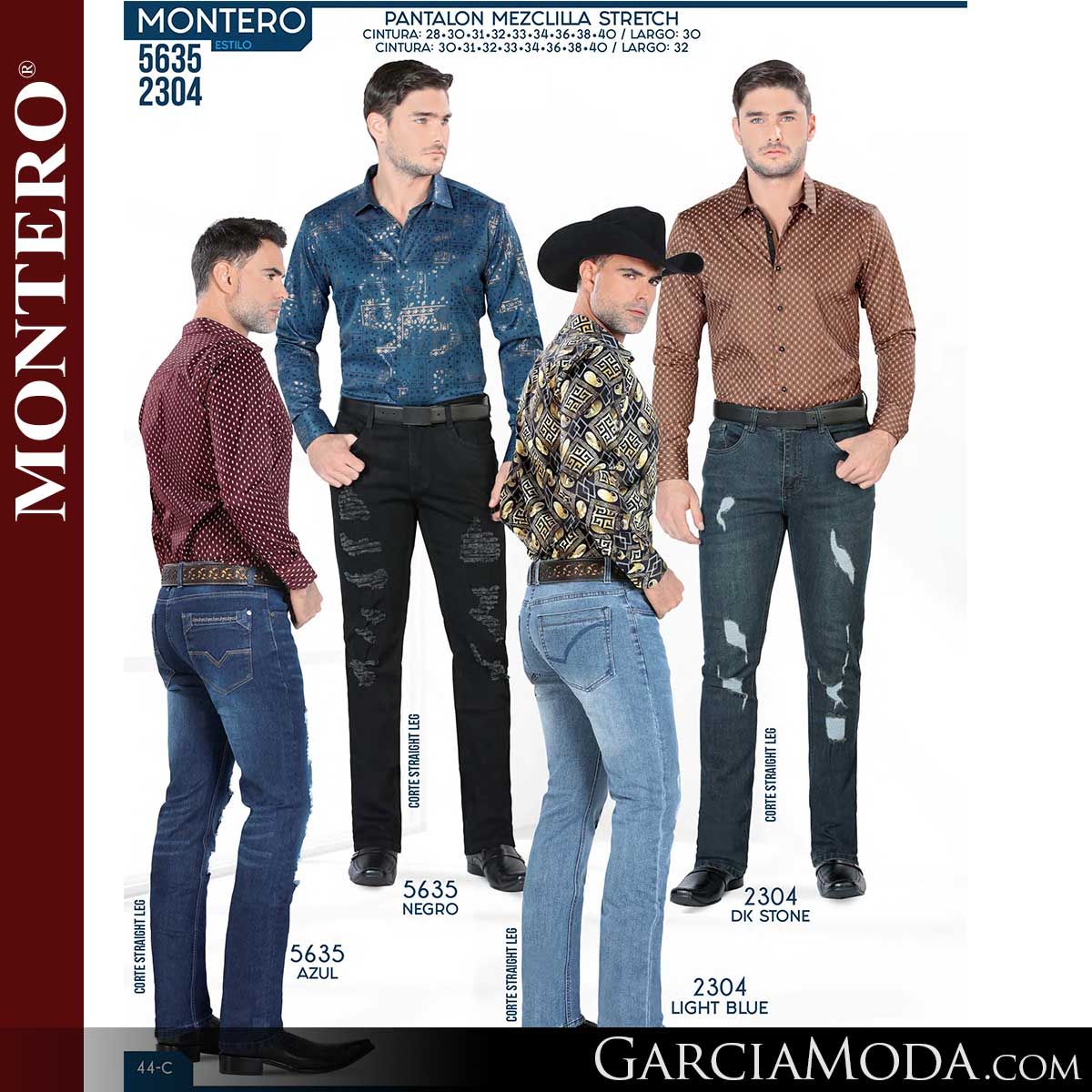 Pantalon Montero Western 5635-azul-negro-2304-dark stone-light blue Western  Wear,  